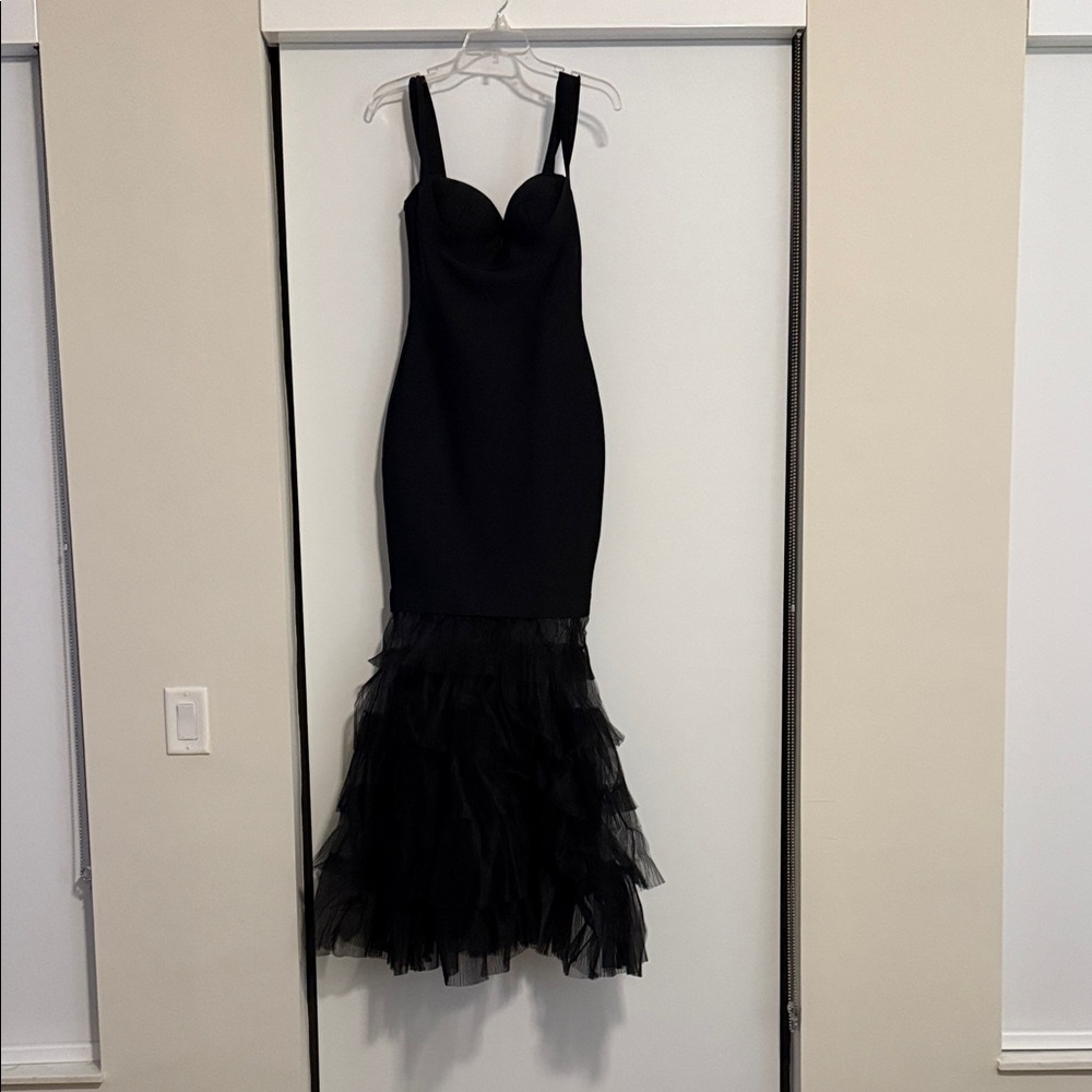 Black Ruffle Hem Dress